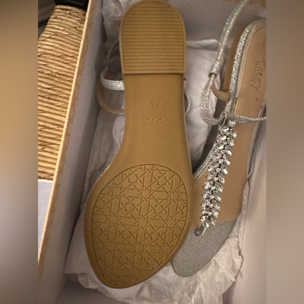 Badgley mischka jewel flat sandals  brand new